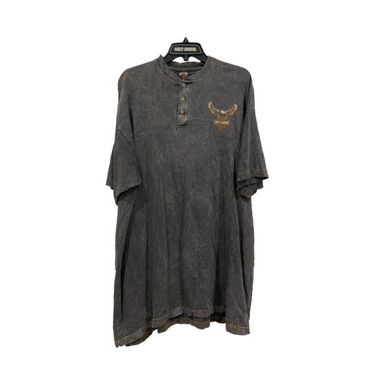 Authentic Vintage Harley-Davidson Button-Neck T-Shirt (XL)