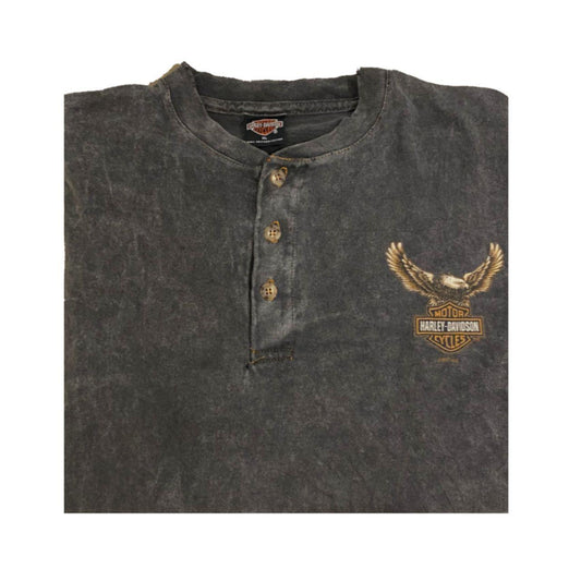 Authentic Vintage Harley-Davidson Button-Neck T-Shirt (XL)