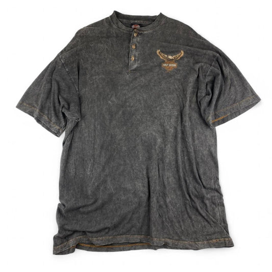 Authentic Vintage Harley-Davidson Button-Neck T-Shirt (XL)
